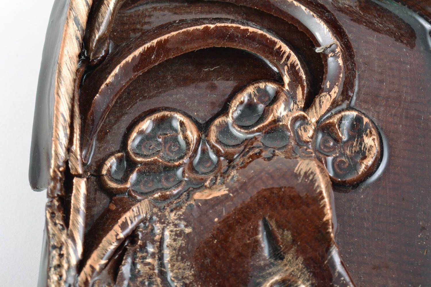Tableau en terre cuite en relief recouvert de glaçure fait main original Cheval photo 3
