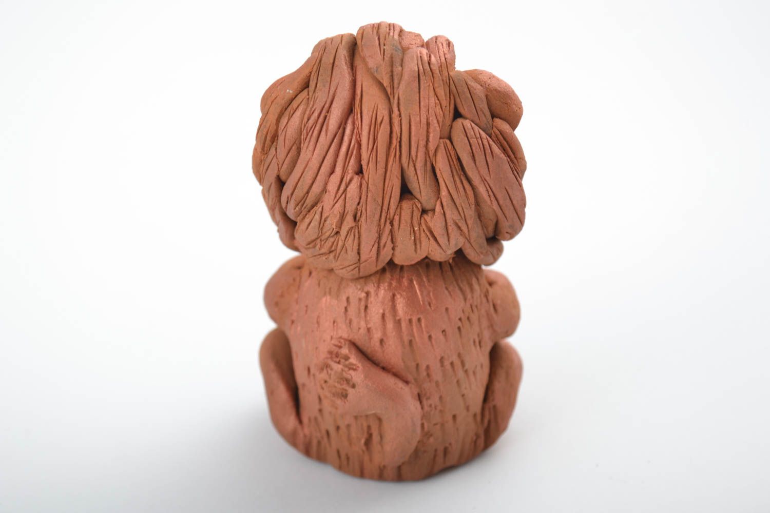Statuetta leone in argilla fatta a mano figurina decorativa in ceramica 
 foto 3