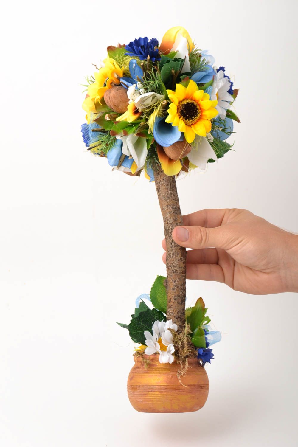 Дерево ручной работы декор для дома топиарий дерево из искусственных цветов фото 5