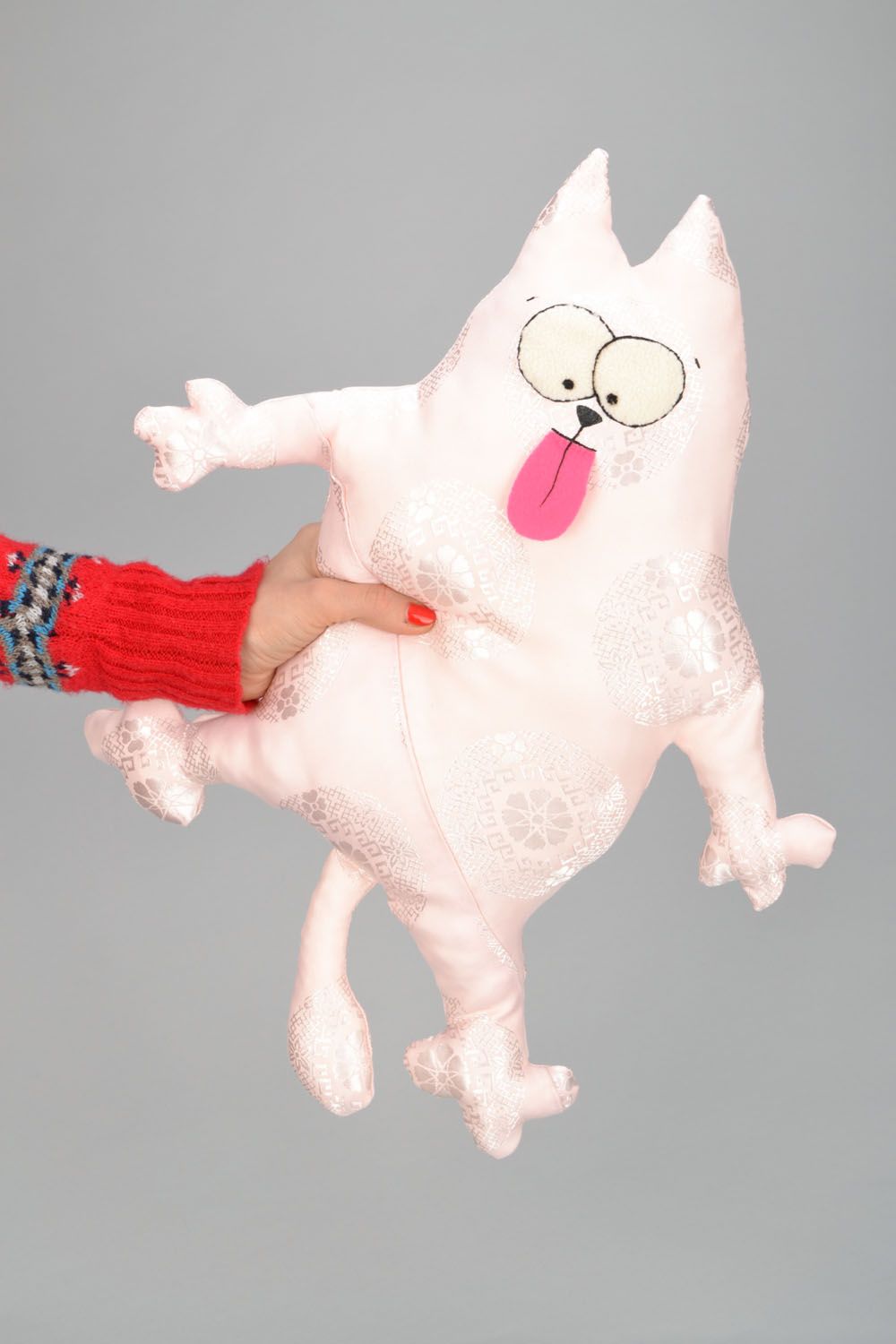 Мягкая игрушка подушка Розовый кот фото 3