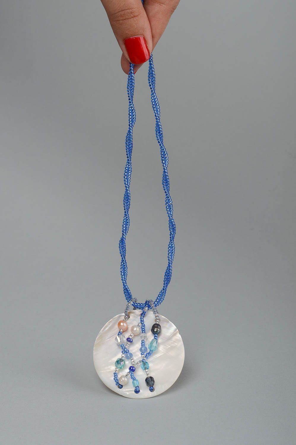 Кулон ручной работы украшение на шею модная бижутерия подвеска с речным жемчугом фото 5
