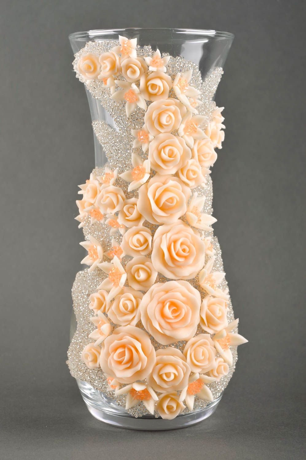 Jarrón decorativo artesanal con flores florero de cristal decoración de interior foto 1
