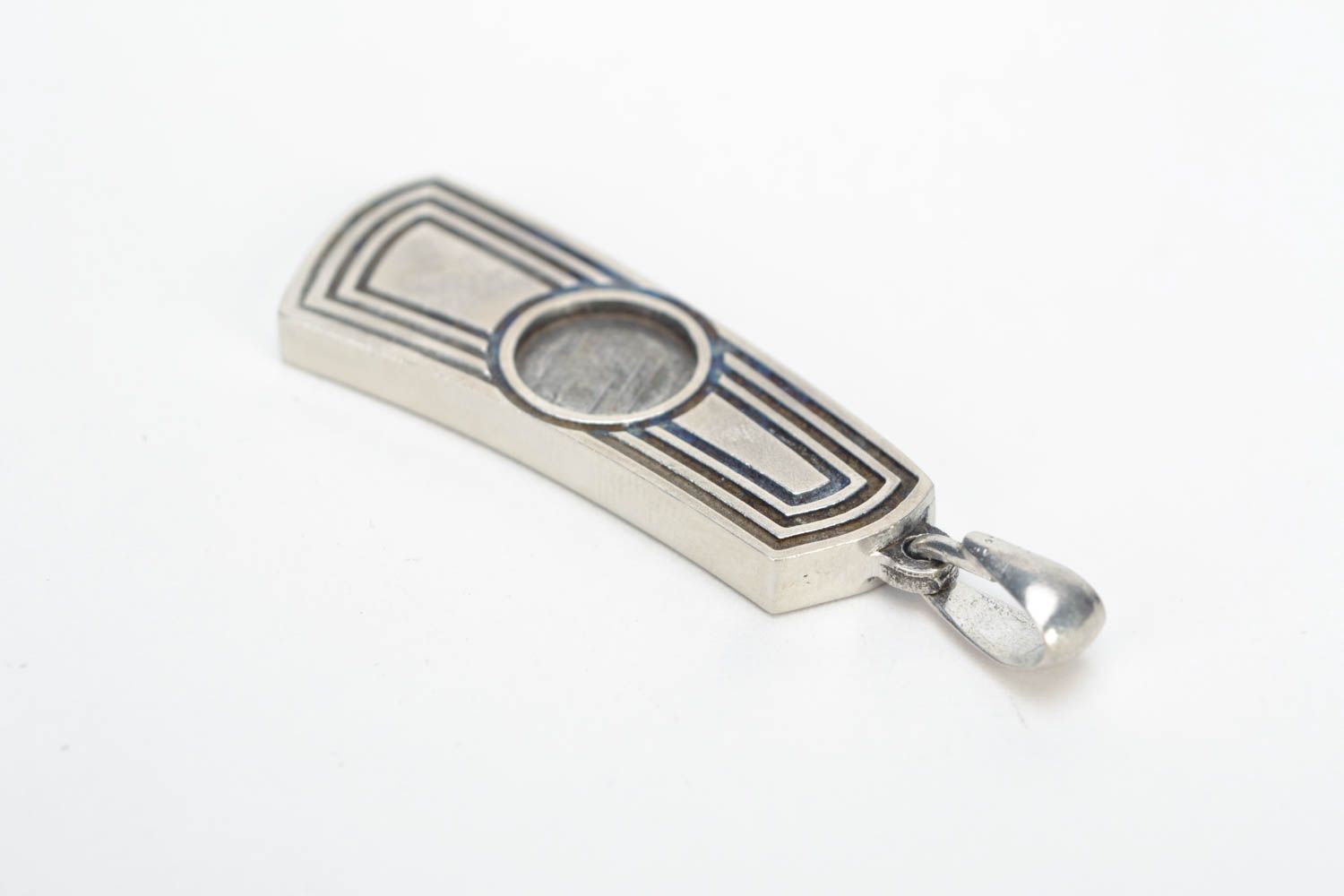 Long shaped handmade metal blank pendant DIY unusual jewelry making supplies photo 3