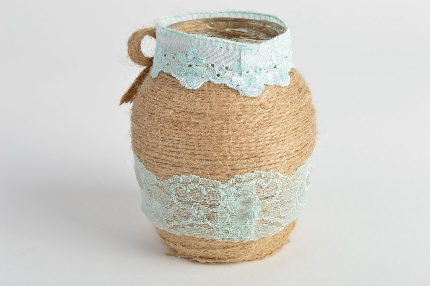 Handmade 4 inches glass flower pot with thread décor 8 lb, 0,5 lb photo 4