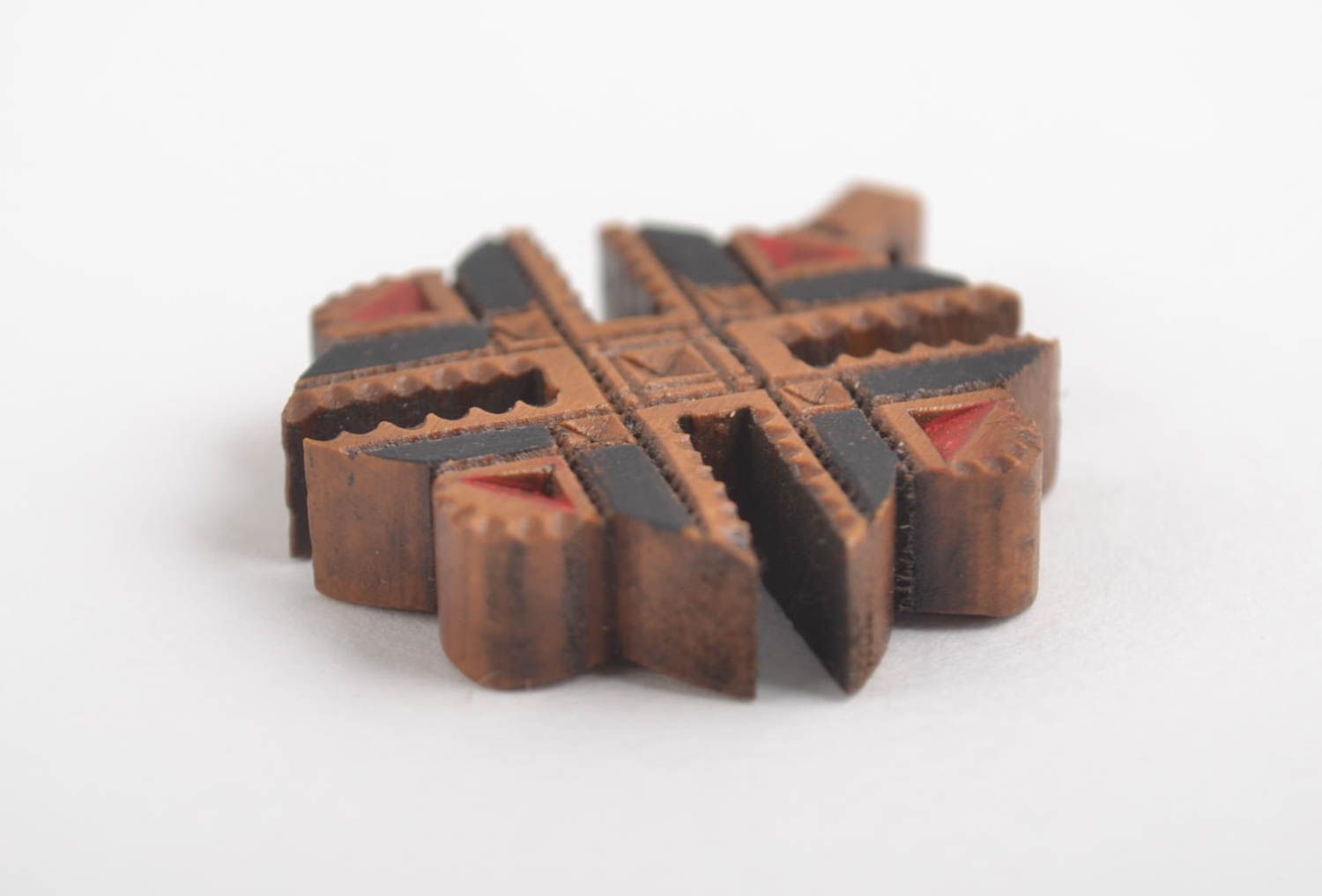 Croce di legno fatta a mano crocetta intagliata originale in legno simpatica foto 5