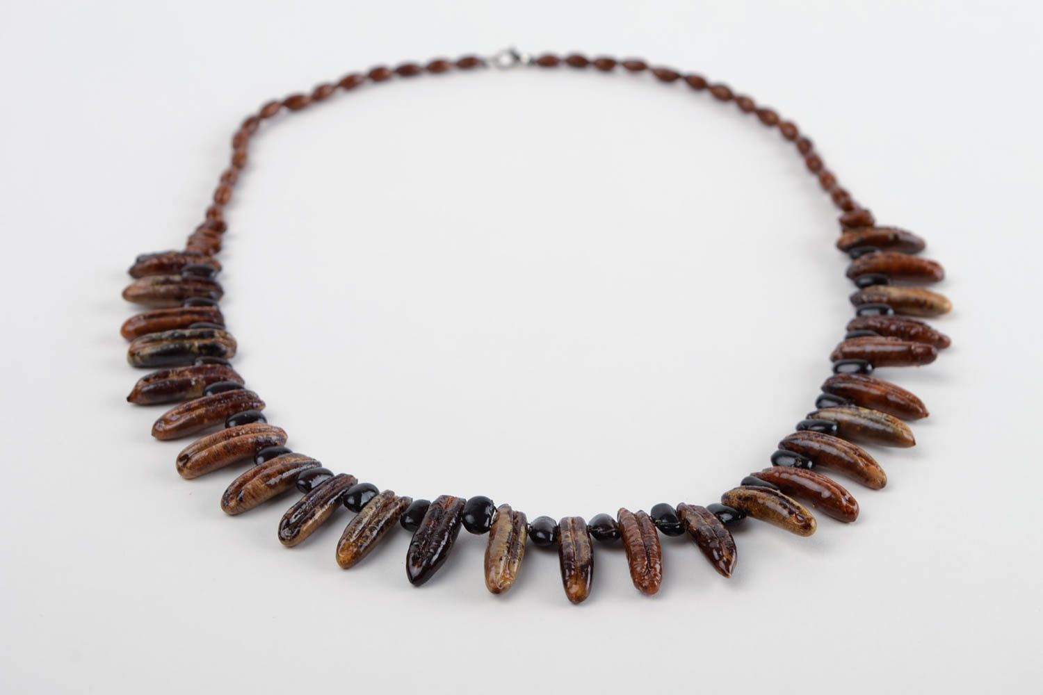 Wooden necklace beaded necklace handcrafted jewelry designer accessories photo 3