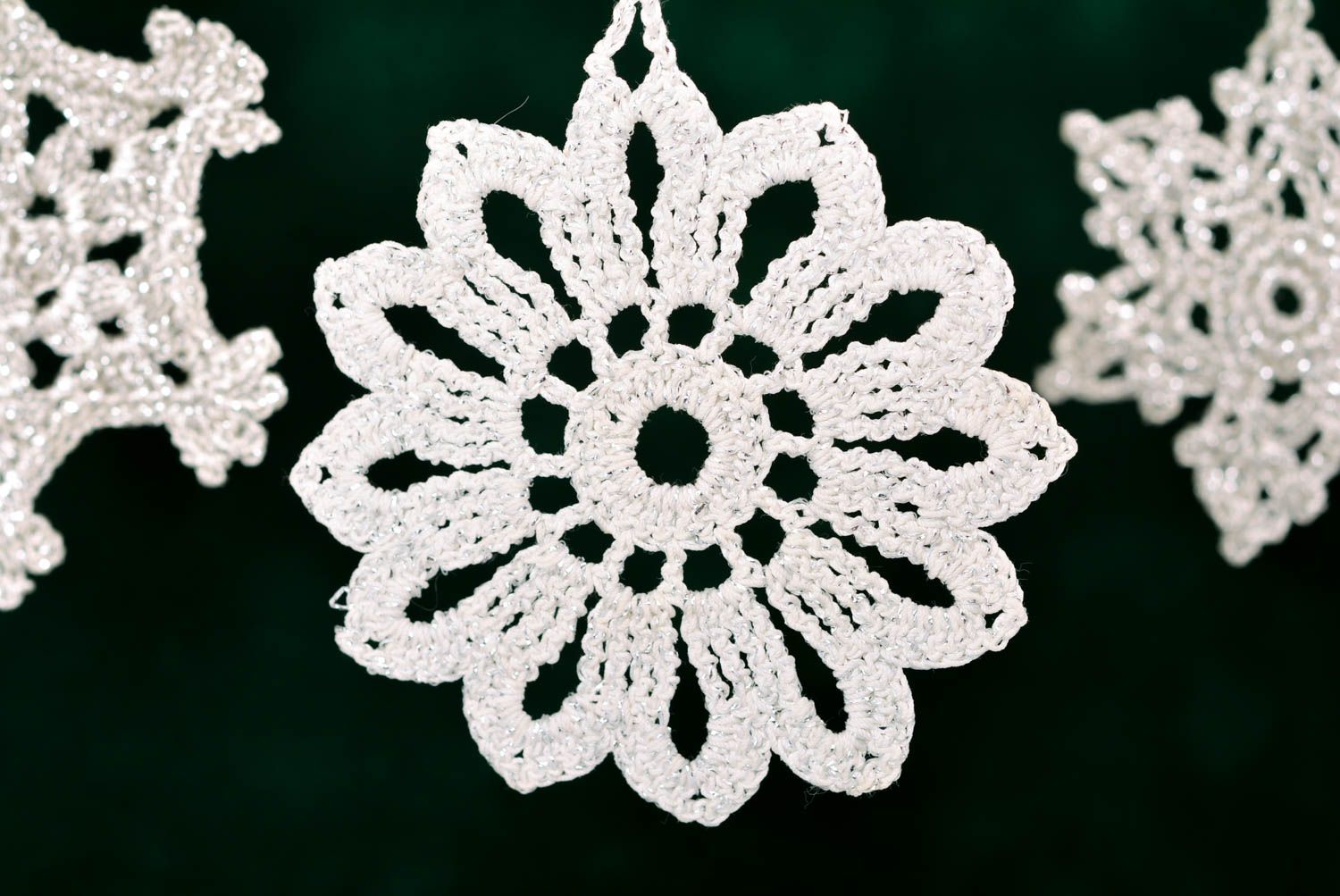 Unusual handmade crochet wall hanging snowflake room decor ideas small gifts photo 1