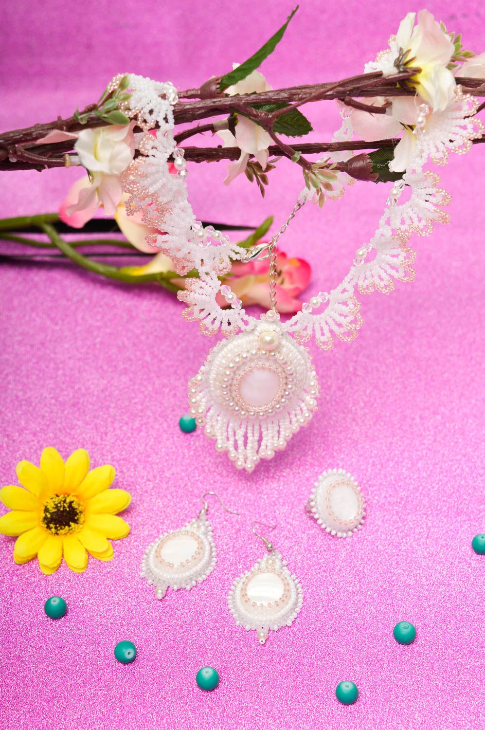 Handmade Frauen Accessoire Schmuck Ohrringe Halskette für Frauen schöner Ring foto 1