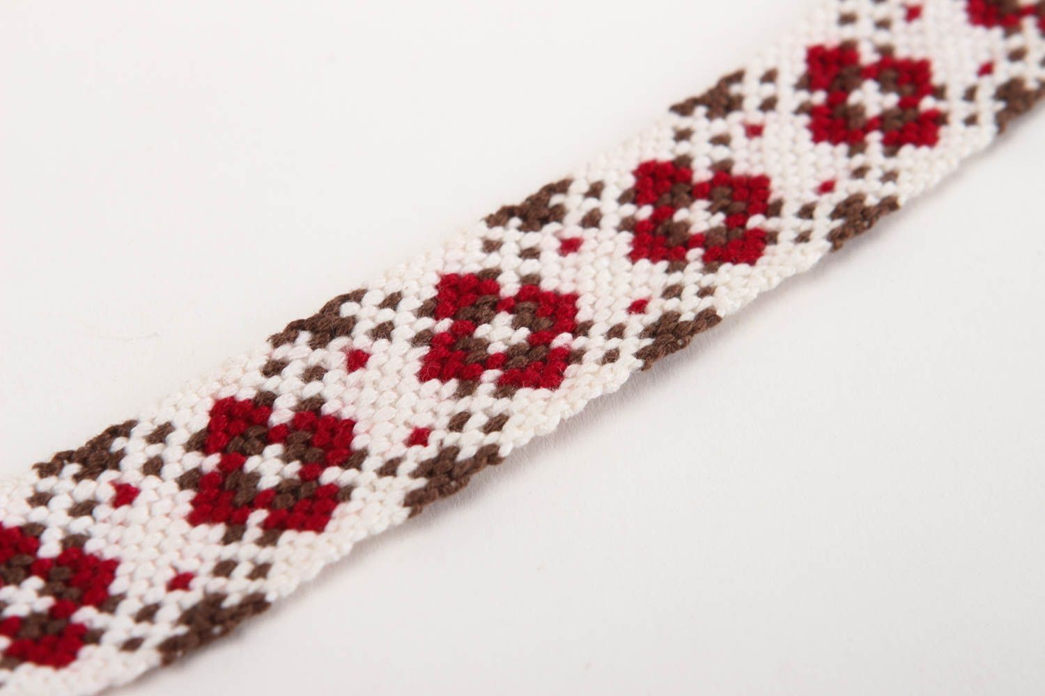 Pulsera artesanal regalo para mujer pulsera de hilos de mouliné roja blanca foto 3