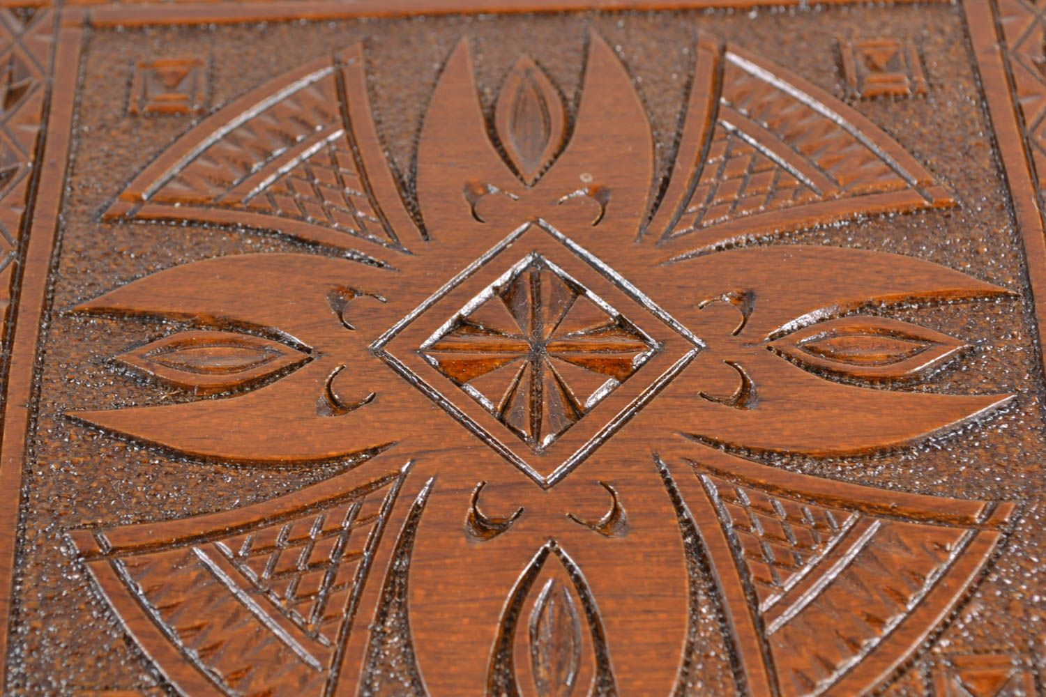 Handmade carved wooden jewelry box photo 3