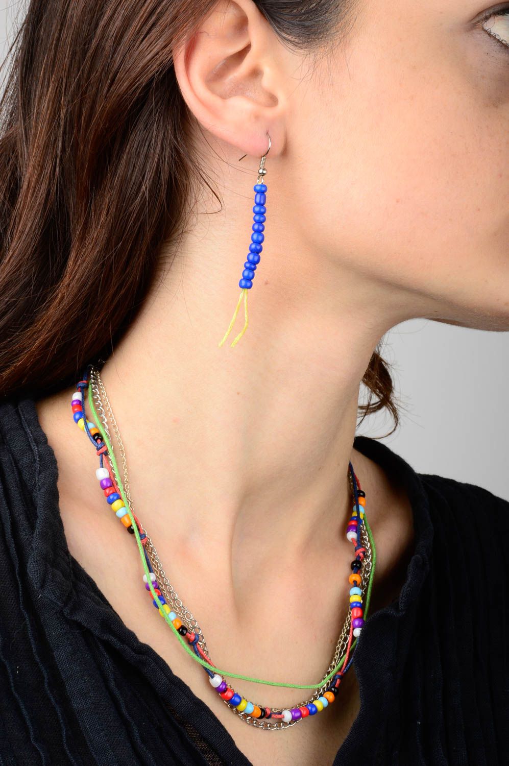 Handmade earrings designer necklace jewelry set unusual gift for women photo 2
