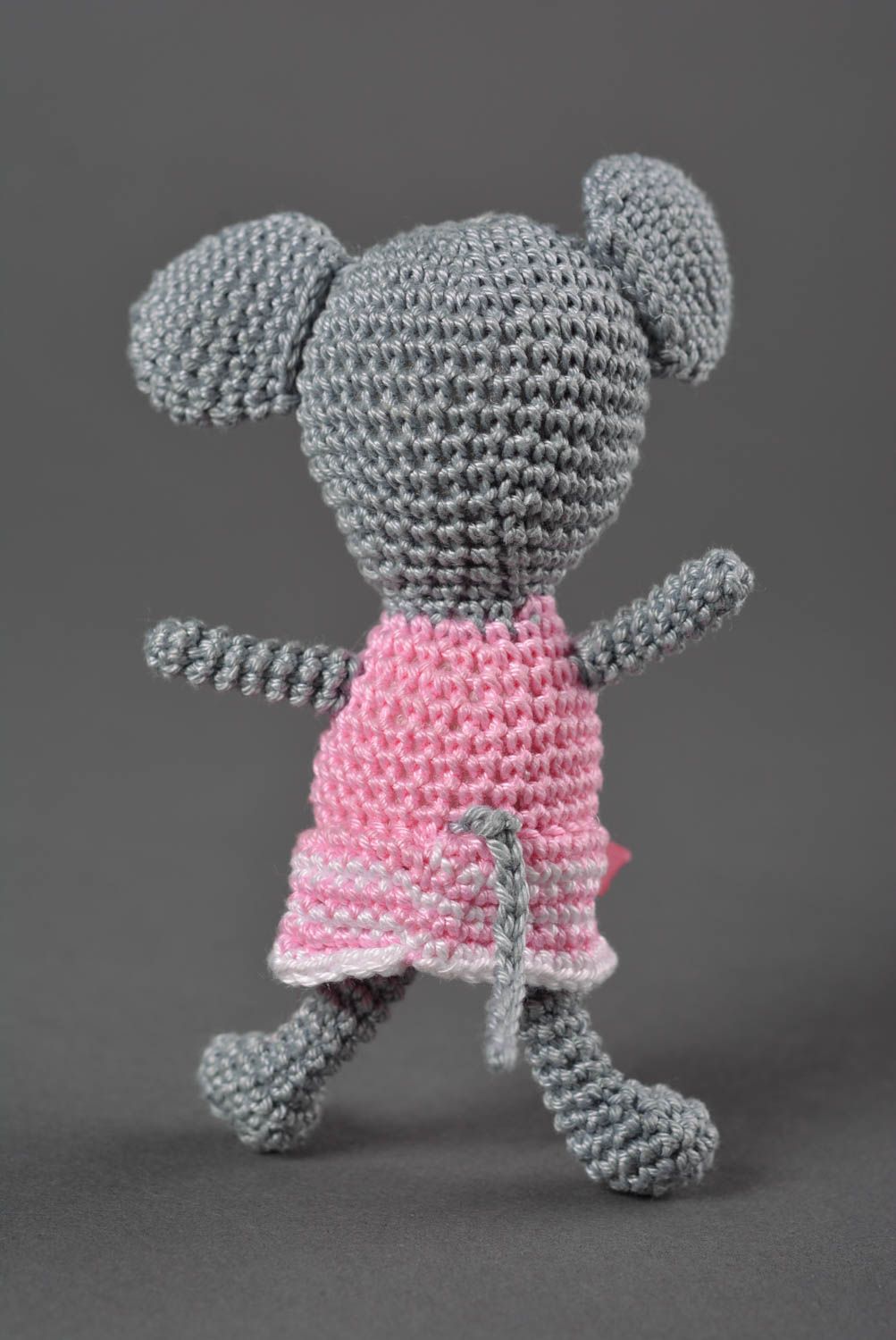 Doudou souris fait main Jouet tricot en coton au crochet Cadeau enfant original photo 3
