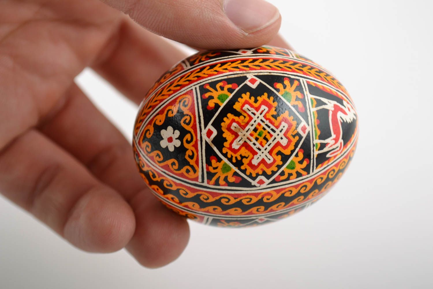 Unusual handmade painted Easter egg with animals pattern photo 2