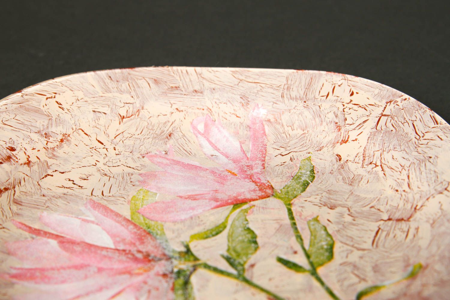 Подарочная тарелка handmade тарелка декупаж декоративная тарелка розовая фото 5