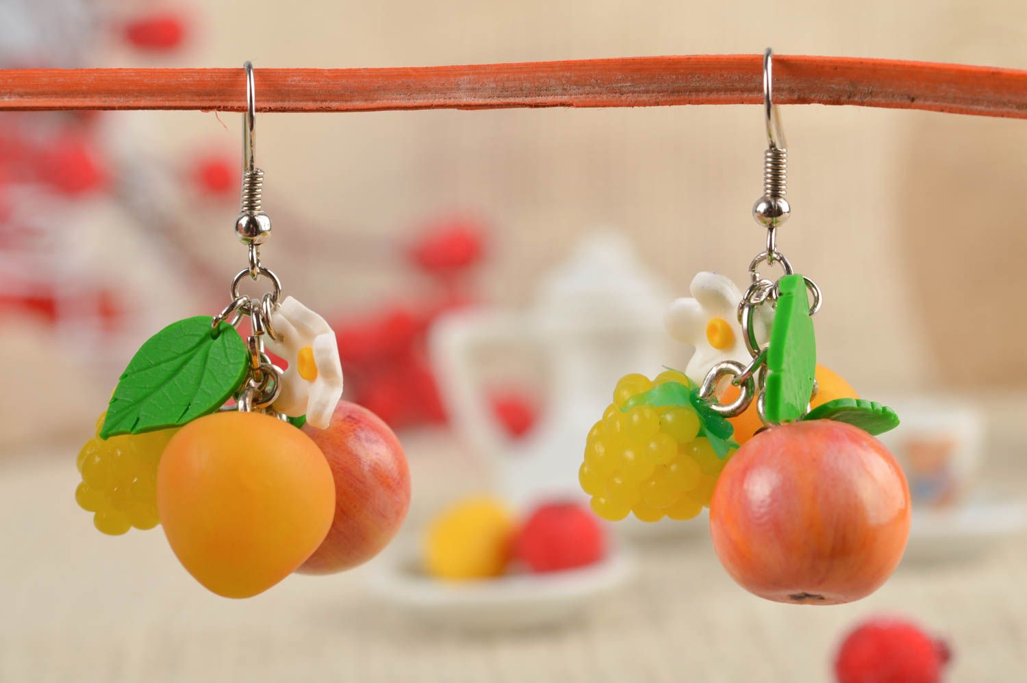 Handmade bright cute earrings stylish dangling earrings unusual accessory photo 1
