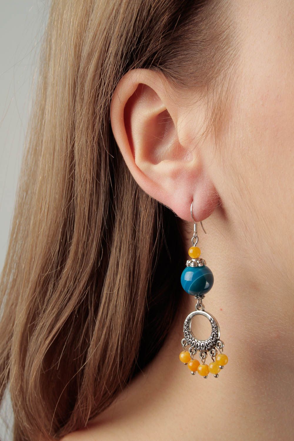 Handmade stylish cute earrings designer natural stone earrings beautiful jewelry photo 1
