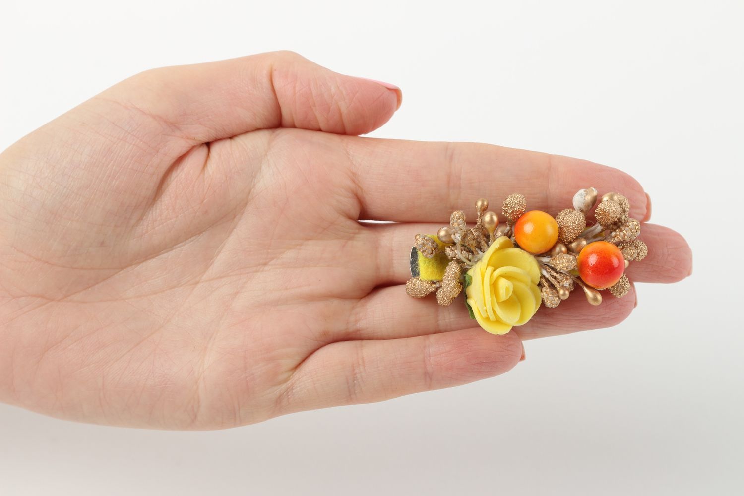 Blumen Haarspange handgefertigt Haarschmuck Blüte Geschenk für Frauen bunt foto 5