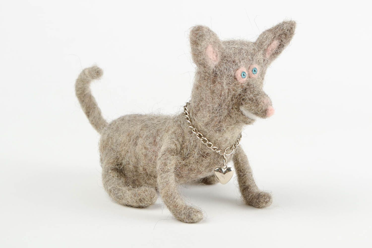 Muñeco de fieltro original juguete hecho a mano decoración de casa Perro gris  foto 3