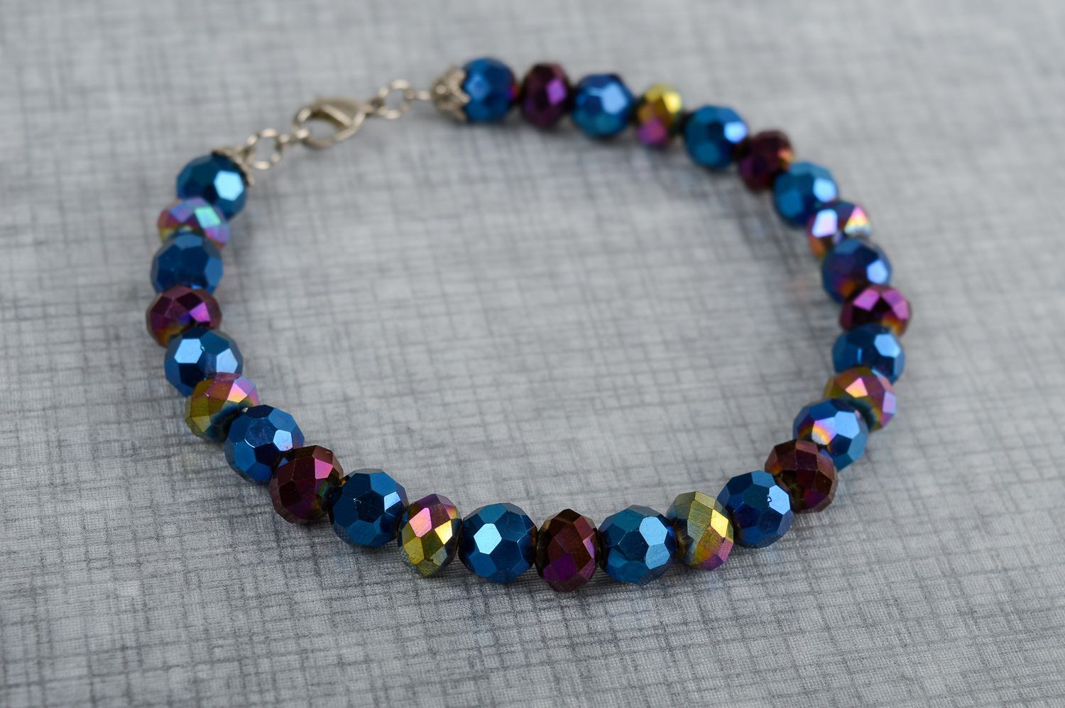 Dark blue crystal beads bracelet for girls  photo 2