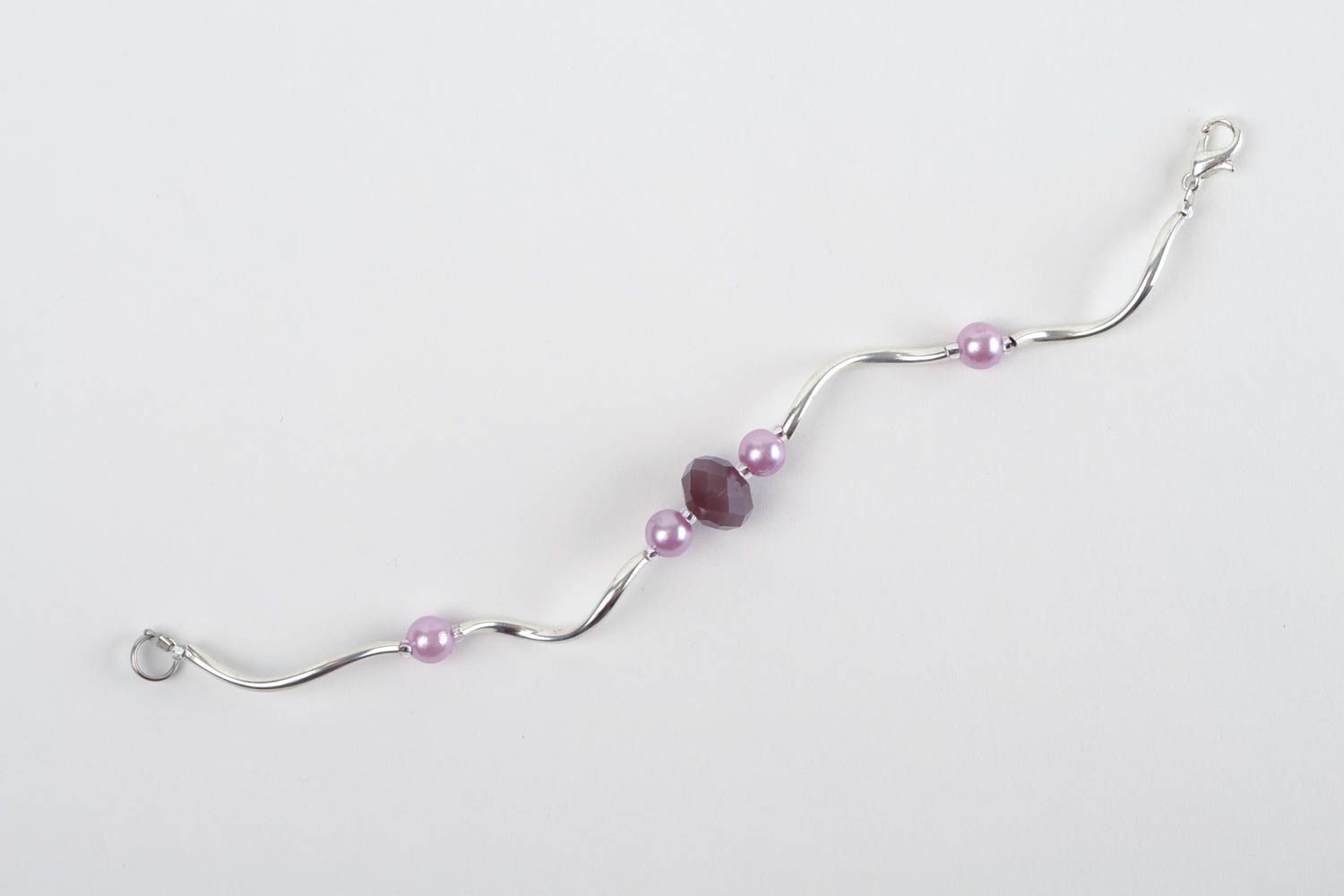 Bracelet fin rose Bijou fait main en métal et perles de rocaille Cadeau femme photo 4