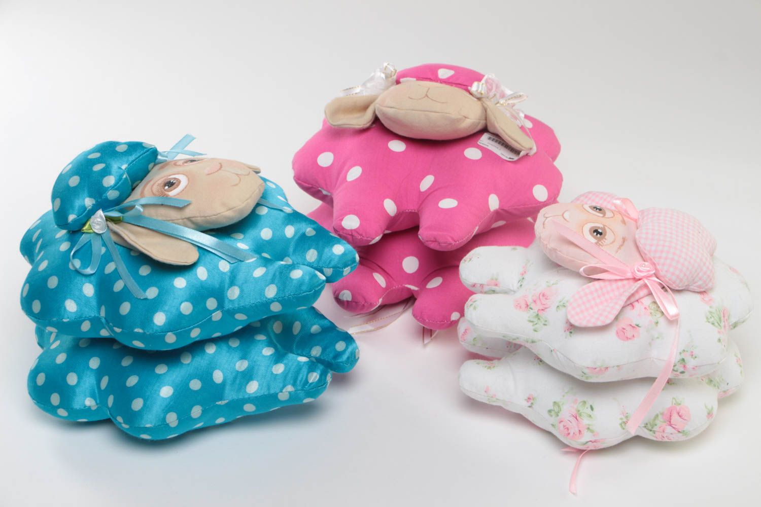 Set of handmade soft toys designer textile home decor unusual sheep for kids photo 3
