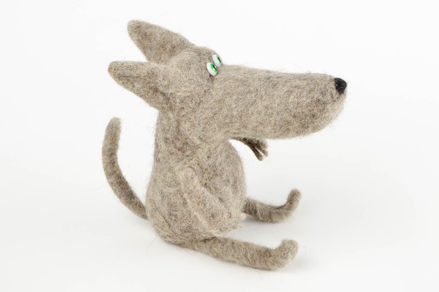 Juguete de fieltro seco hecho a mano regalo para niño muñeco de lana Lobo gris foto 4