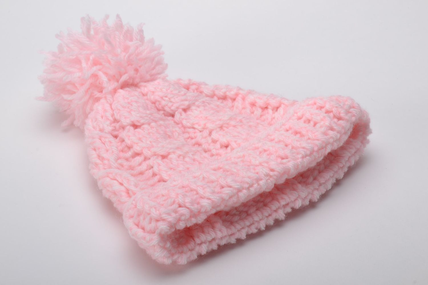 Pink crochet hat photo 2