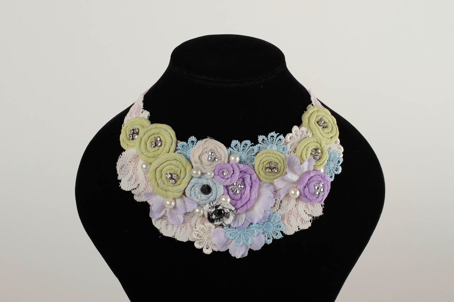 Handmade flower necklace textile necklace costume jewelry designs gifts for her photo 3