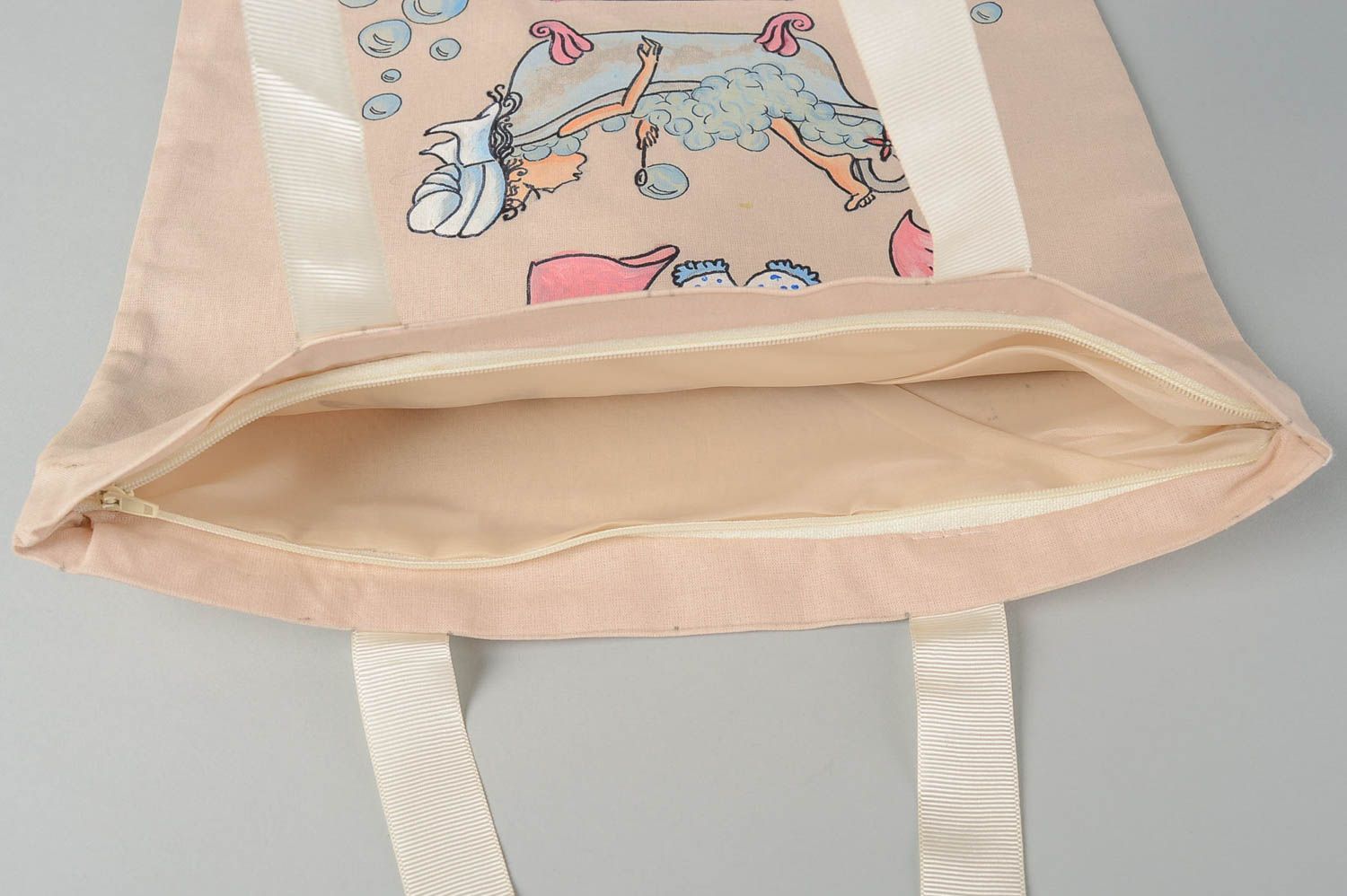 Handmade fabric bag with painting trendy large bag textile shoulder bag photo 4