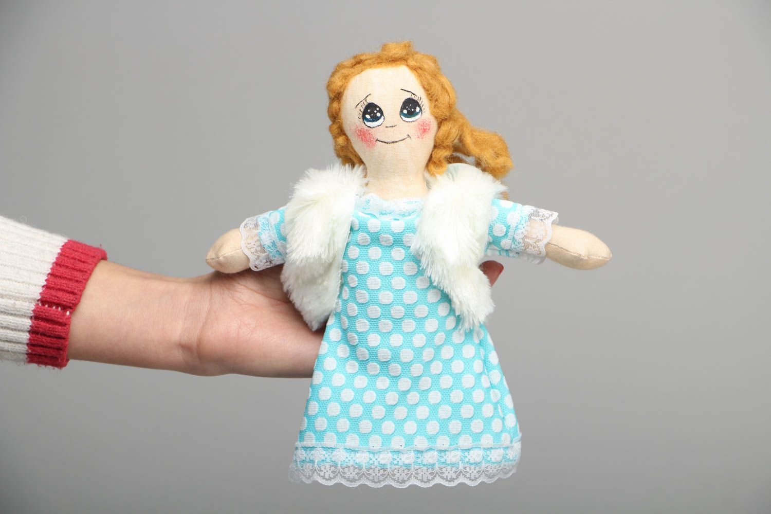 Авторская кукла ангелок в голубом платьице  фото 4