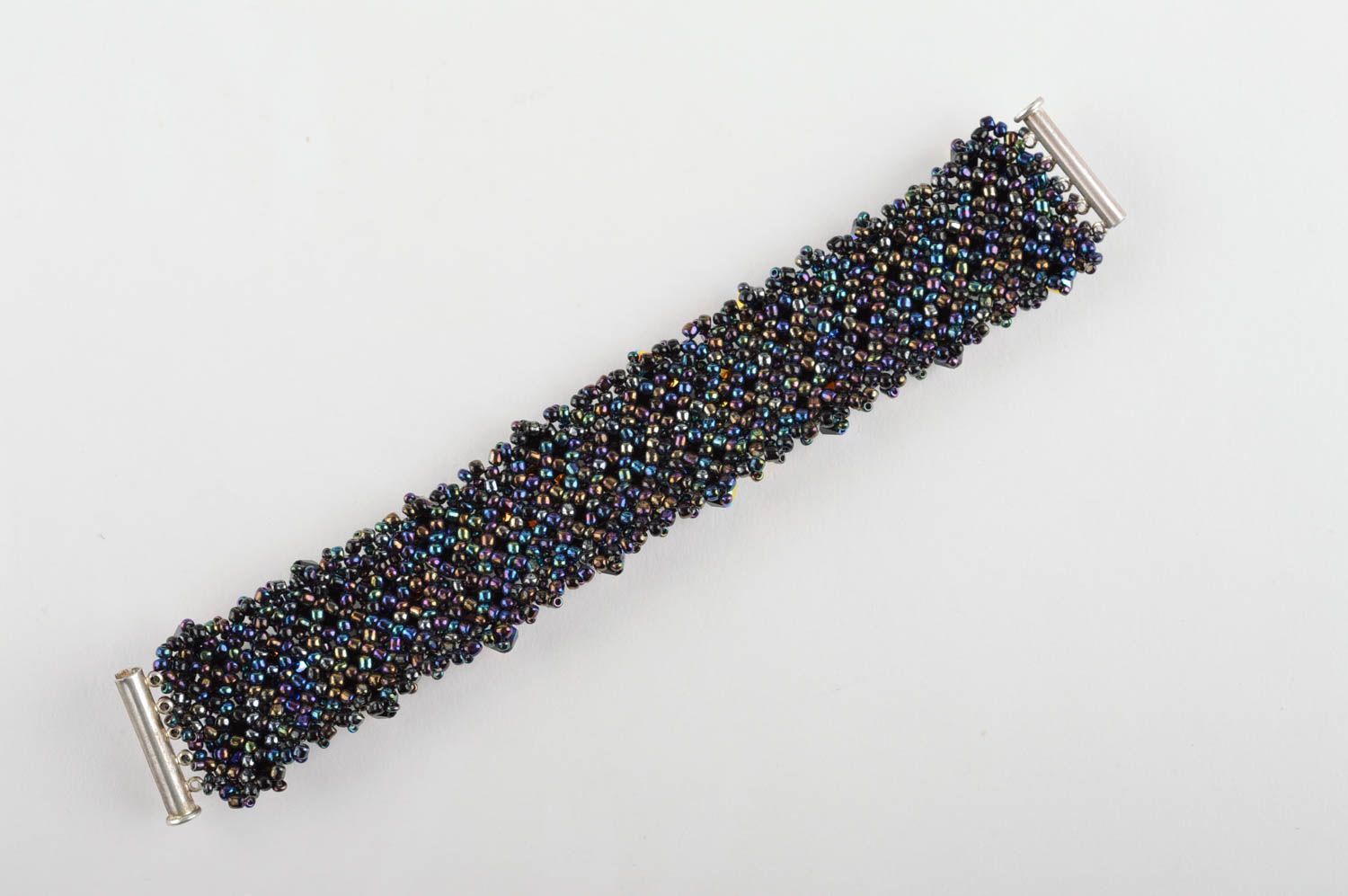 Bijoux fait main noirs Bracelet fantaisie Bague originale perles de rocaille photo 5