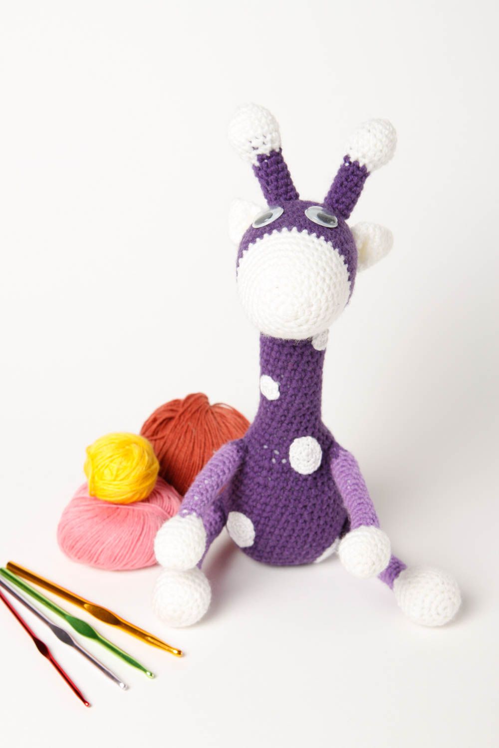 Игрушка жираф ручной работы мягкая игрушка фиолетовая детская игрушка красивая фото 1