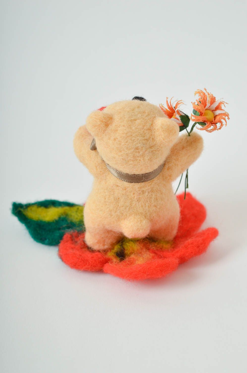 Handmade Filz Tier Bär Spielzeug Deko Figur aus Wolle gefilzt Geschenk Idee  foto 4