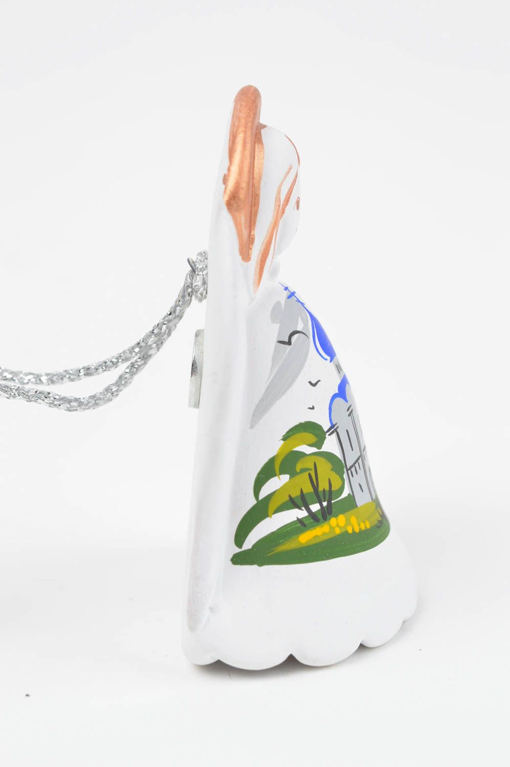 Interessanter Kühlschrankmagnet aus Ton Glöckchen Engel künstlerische Handarbeit foto 3