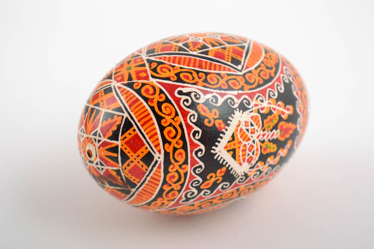 Traditional Easter egg painted with acrylics handmade goose egg family present photo 3