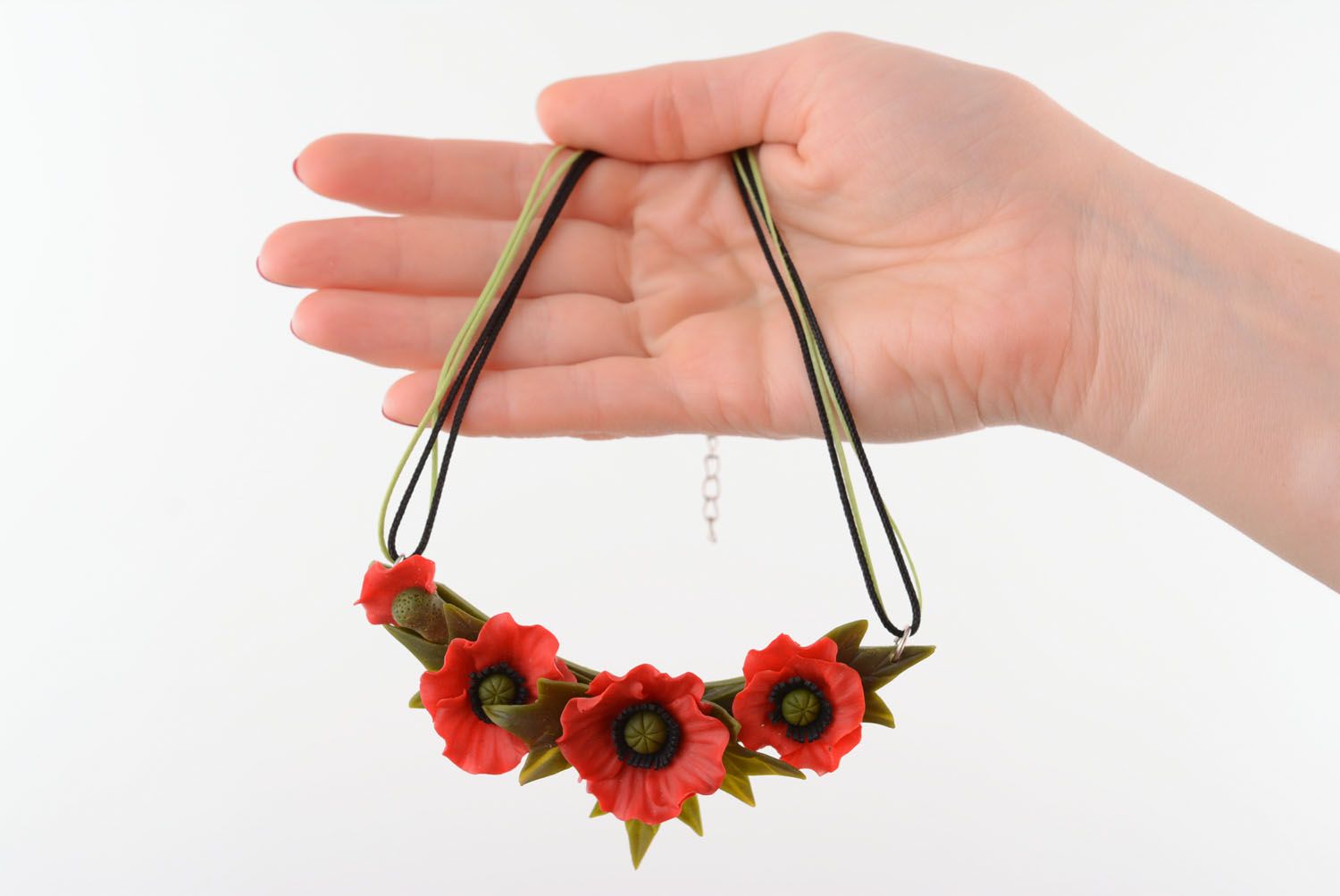 Necklace with flowers Poppy Field photo 5