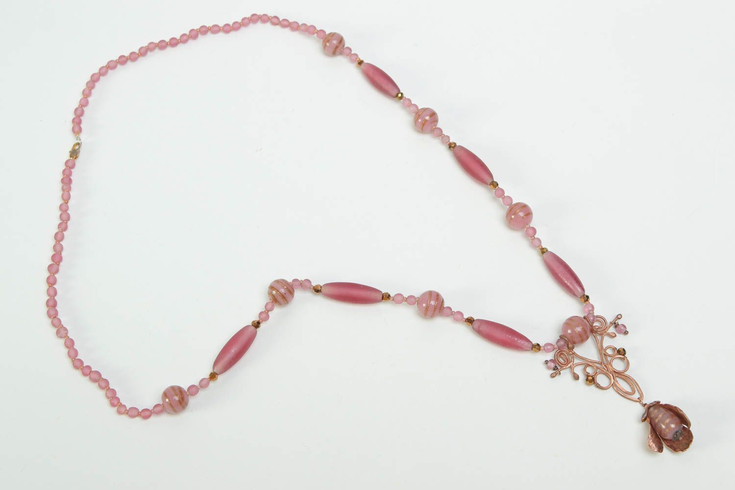 Collar original de color rosa bisutería artesanal elegante regalo para mujer foto 2