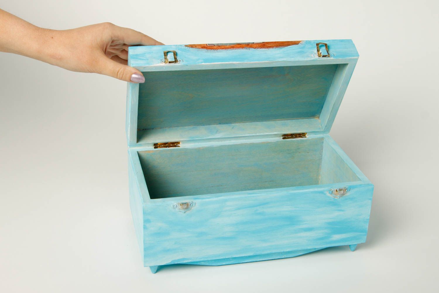 Portagioielli di legno fatto a mano scrignetto per gioielli in stile decoupage
 foto 2