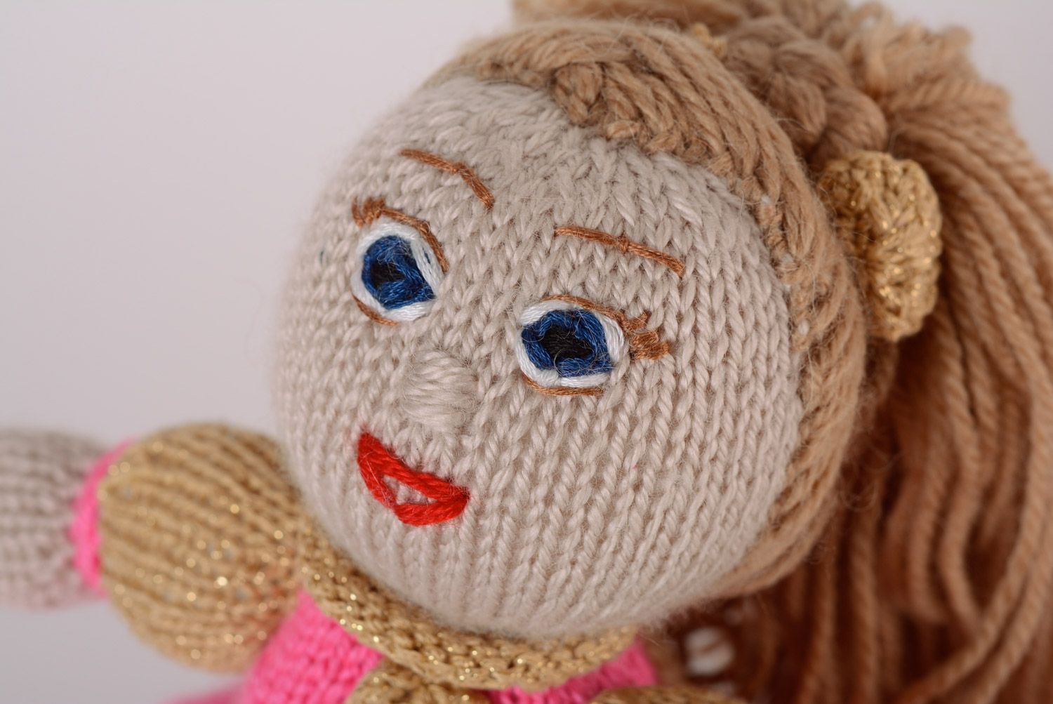 Unusual small handmade knitted doll photo 2