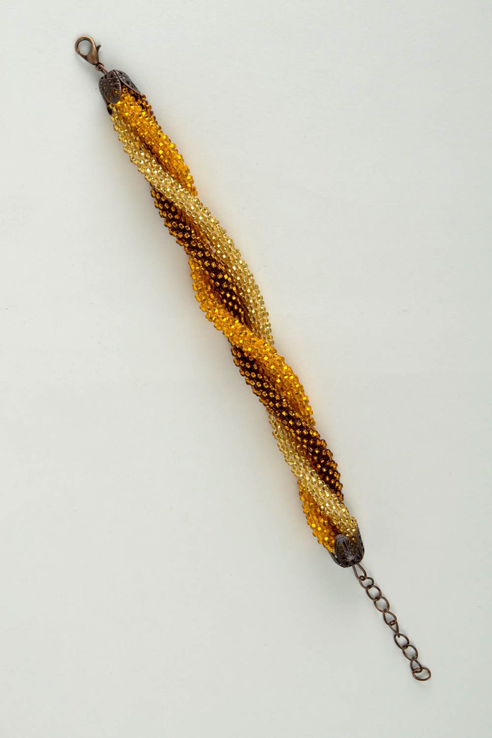 Three bead cord bracelet in golden colors. Great gift for mom.  photo 3