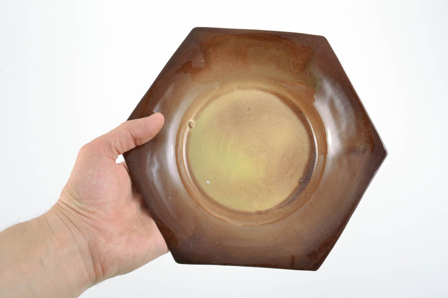 Керамическая тарелка покрытая глазурью декоративная ручной работы глубокая фото 4