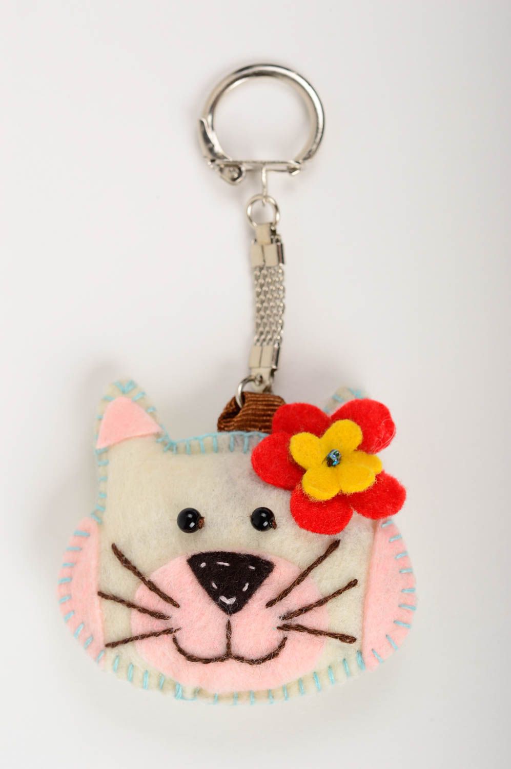 Keychain in shape of cat handmade textile accessories soft cute souvenirs photo 1