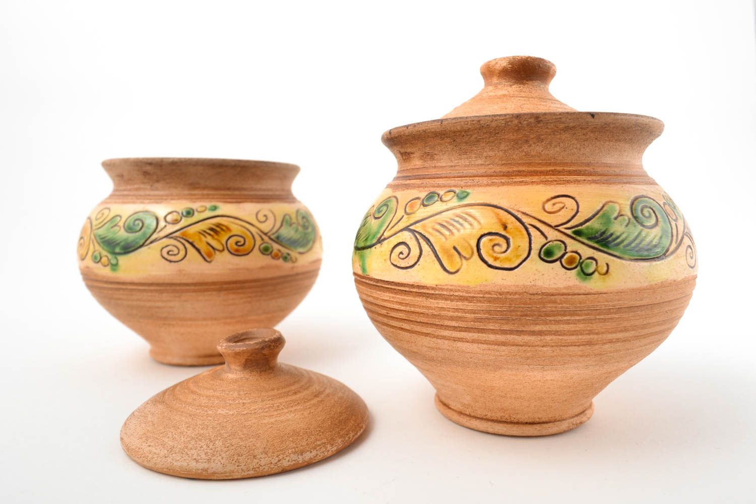 Conjunto de 2 potes con tapa tarros de cerámica artesanales utensilios de cocina foto 2