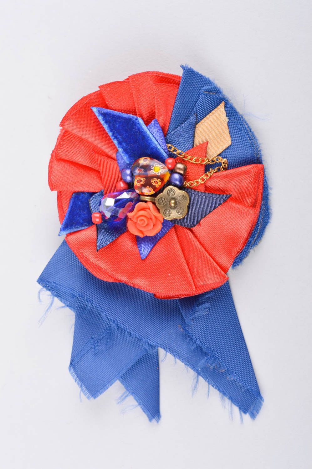 Broche artesanal de color rojiazul accesorio de moda regalo original para mujer foto 2