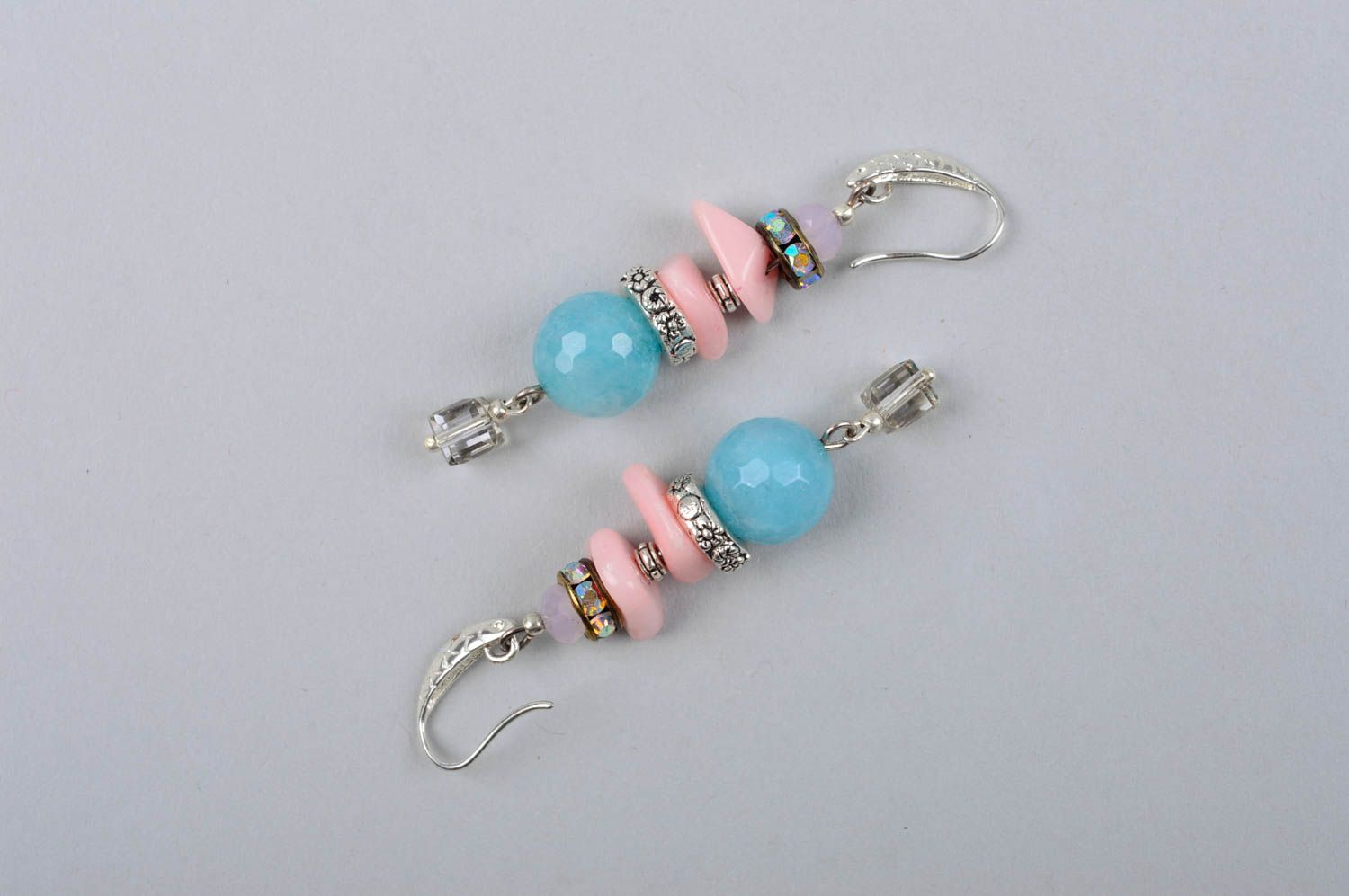 Designer accessory handmade earrings with agate pendants fashion jewelry photo 5