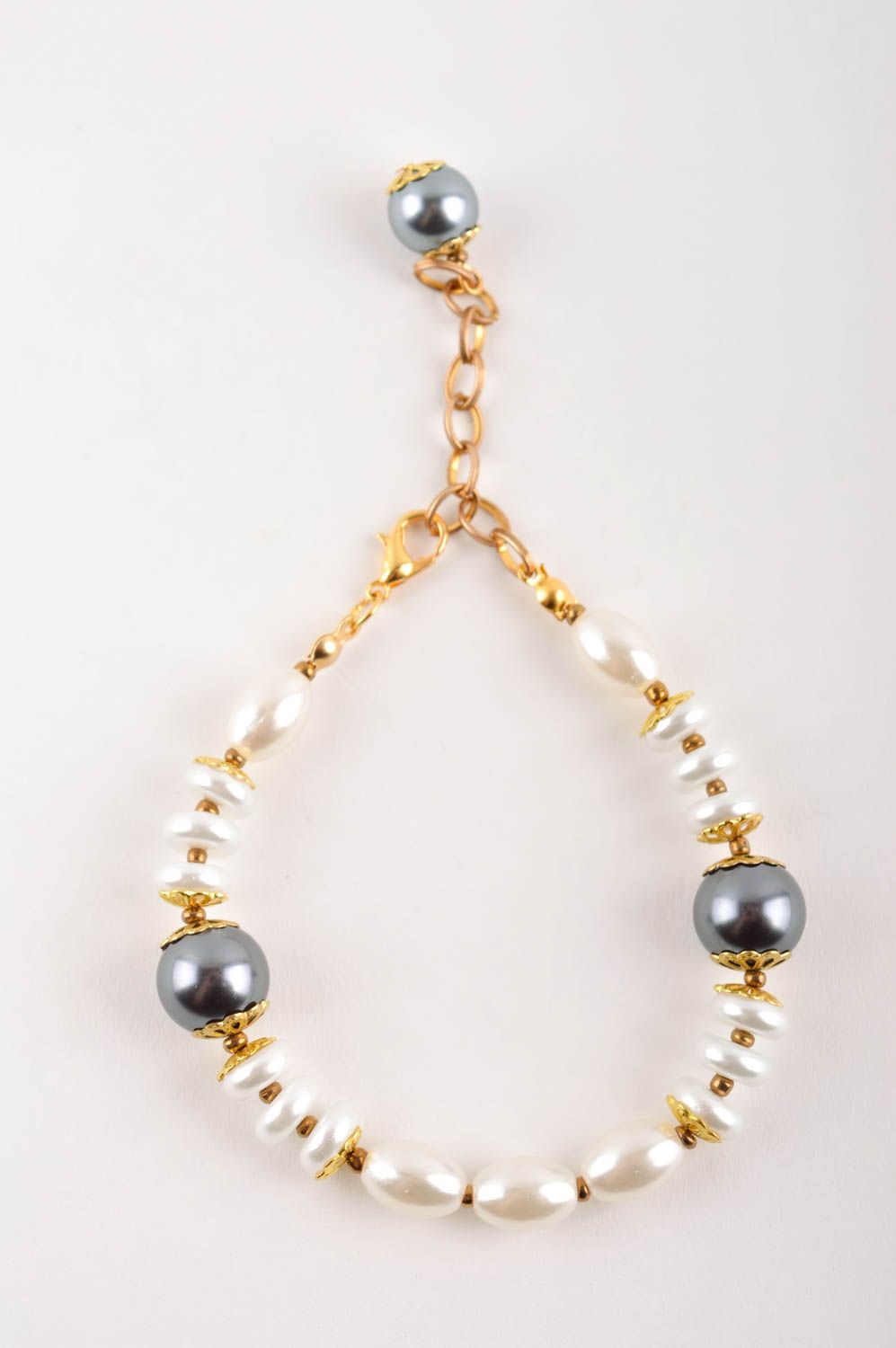 Bracelet fantaisie Bijou fait main métal perles artificielles Accessoire femme photo 2