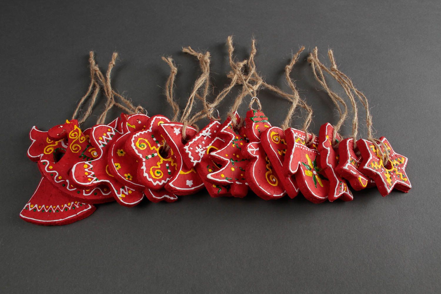 Jouets Noël faits main Suspensions décoratives rouges 14 pièces Idée cadeau photo 3