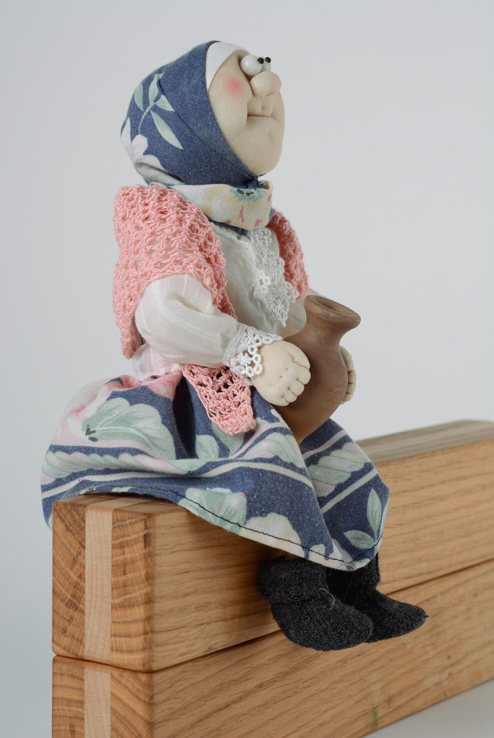 Interior handmade doll made of nylon and cotton Hostess with Pitcher home decor photo 3