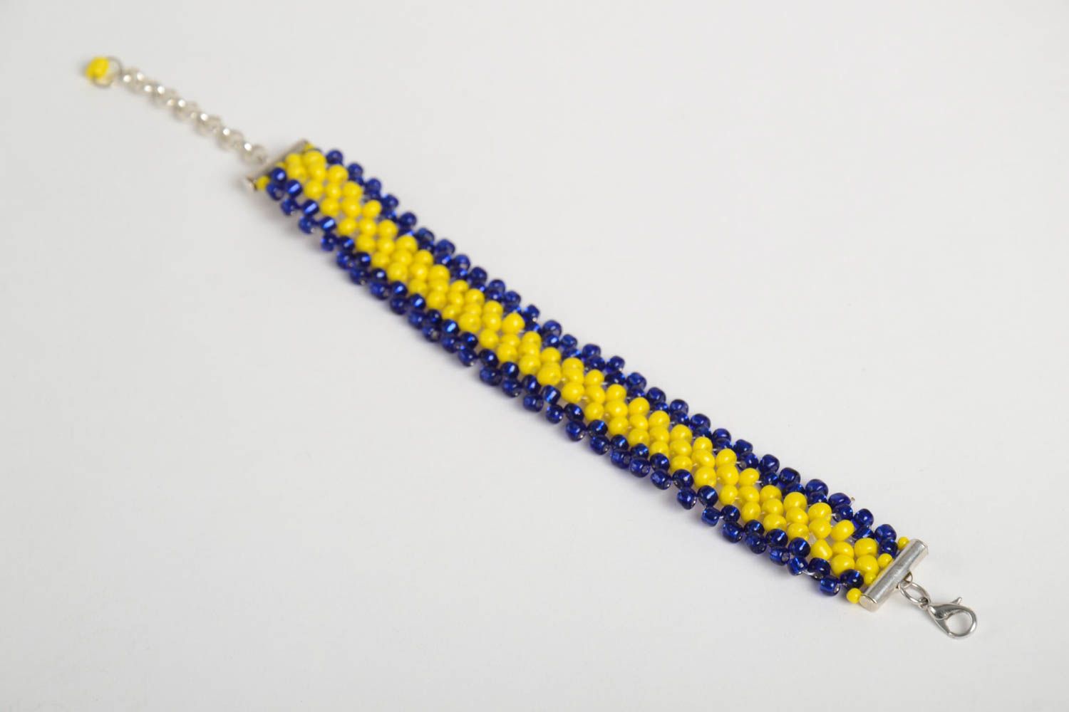 Dark blue and yellow beads line bracelet for girls photo 3