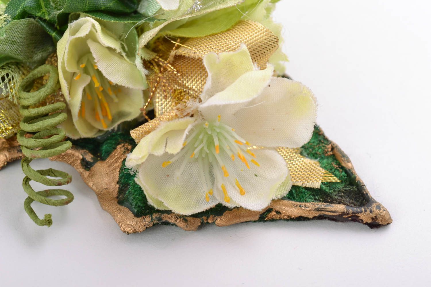 Handmade decorative artificial flower composition for DIY brooch or hair clip photo 3